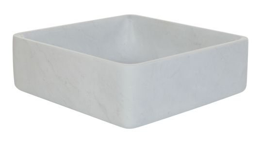 Hvit hvite marmor servant. Marble stone washbasin. Marmor steinvask. Kalkstein, Bollevask, bolleservant, steinservant, stein servant, toppmontert. Vessel sink. Porcelain. Firkantet